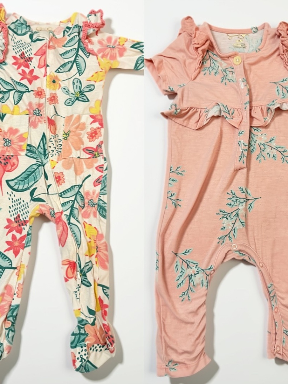 Jessica Simpson Baby Girls 6-9M Floral Romper One Piece Lot of 2